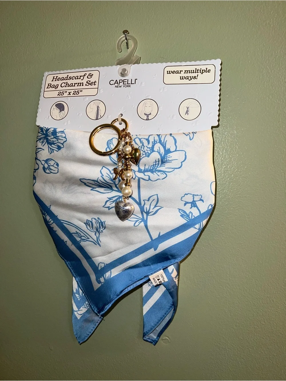 Floral Headscarf with Bag Charm